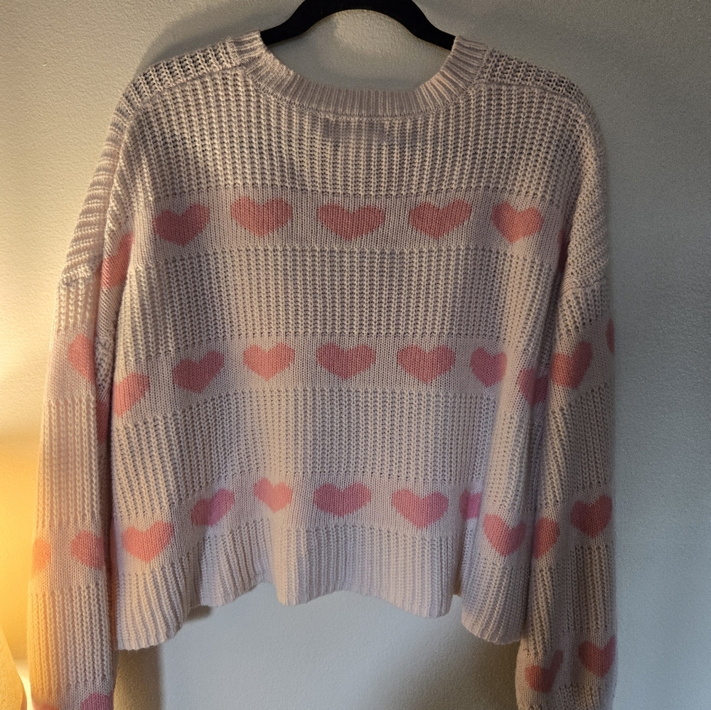 Jessica Simpson Pink Heart Crew Neck Sweater
